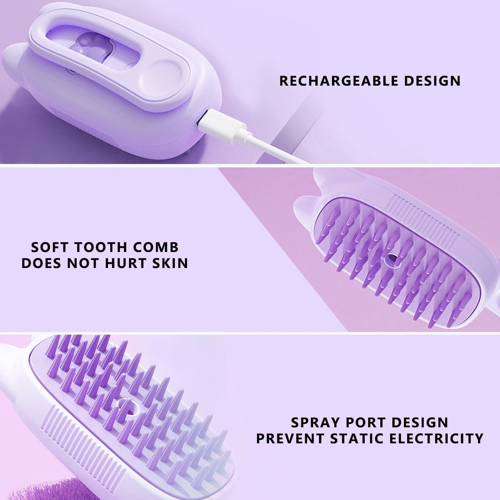 🐾Last Day Sale🐾 Up to 50% OFF | 3-in-1 Steamy Pet Brush with Essence - Professional De-shedding Comb for Pets