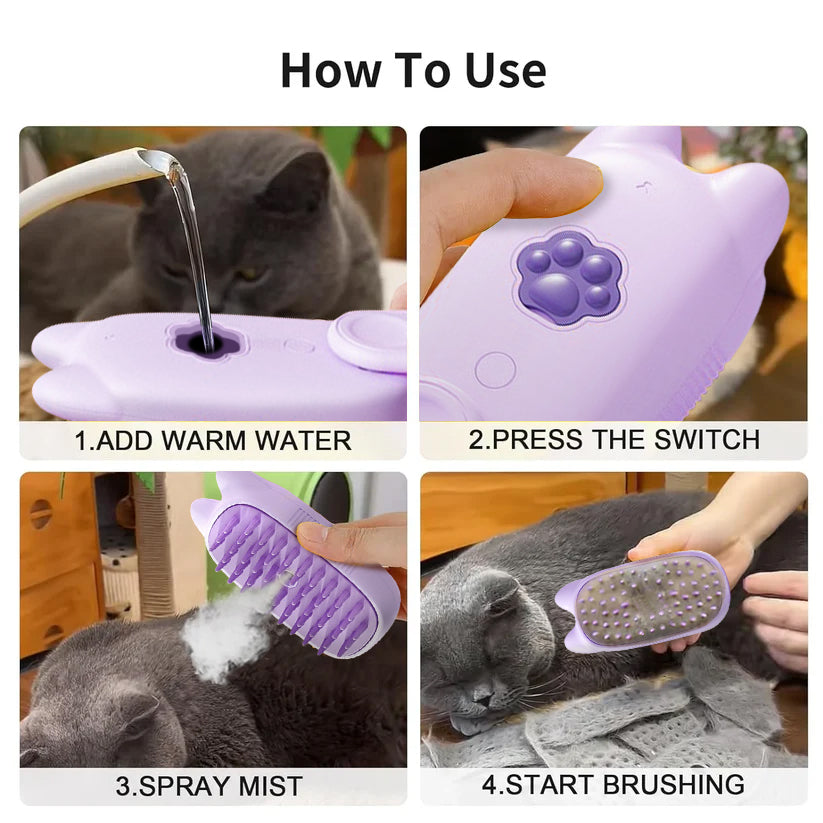 🐾Last Day Sale🐾 Up to 50% OFF | 3-in-1 Steamy Pet Brush with Essence - Professional De-shedding Comb for Pets