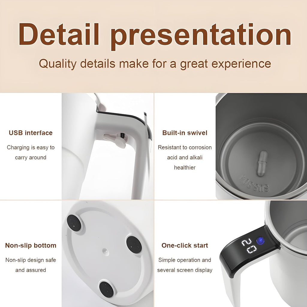 🎉 Spring Offer: 50% OFF 💖 Self Stirring Mug, Rechargeable Automatic Magnetic Mixing Coffee Mug, Waterproof Cup for Milk, Cocoa and Beverages, Ideal for Office, Kitchen and Travel