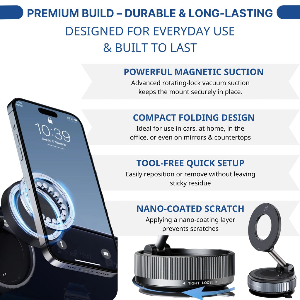 360° Adjustable Vacuum Magnetic Suction Cup Phone Holder Mount