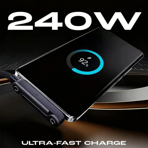 💡MFi-Certified 2-in-1 Fast Charging Cable with Built-In Phone Stand – Ultra-Fast 240W Power, Official Apple Authorized✅